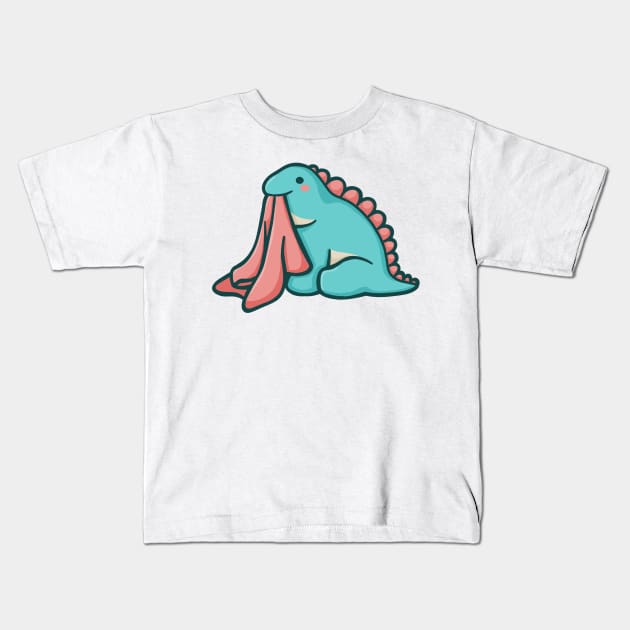 Stegosaurus with blanket, Chuck, dinosaur, dino Kids T-Shirt by hugadino